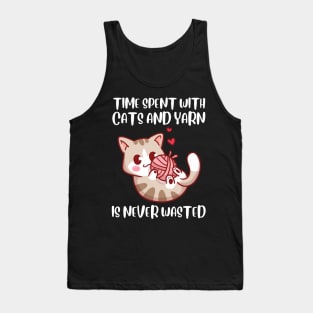 Funny Cat And Yarn Playing Kawaii Cat Lover Tank Top